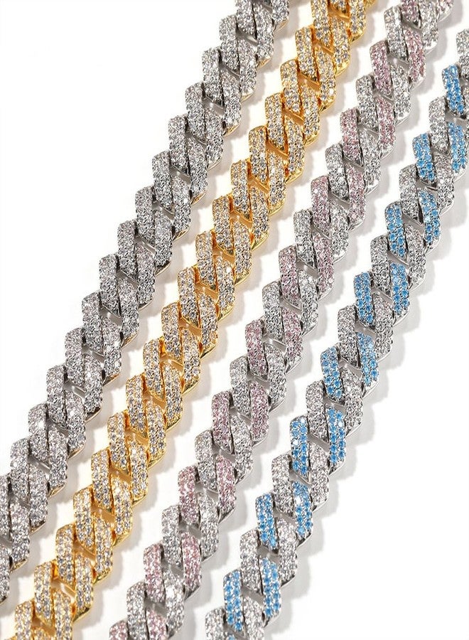 Weimostar Silver Pink Cuban Link Dog Collar, Bling Chain Dog Collar Girl Diamond Rhinestone Sparkly Jewelry Metal Puppy Chain Necklace for XS Small Medium Large Female Pets Cats 12 Inch - Image 5